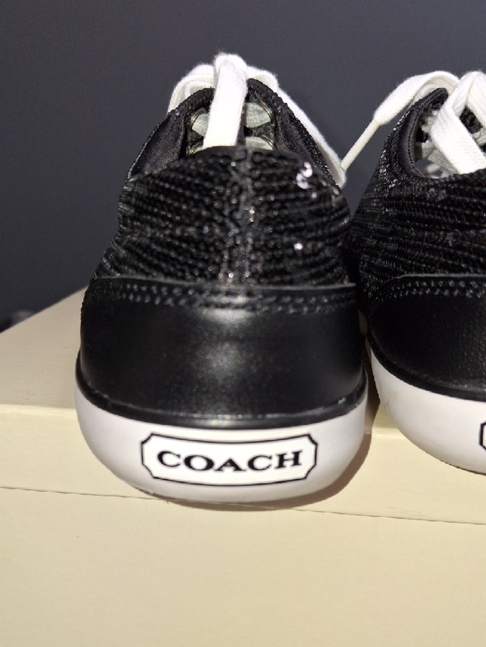 Vintage Coach Black and White Low-Top Sequin Sneakers - Picture 9 of 17